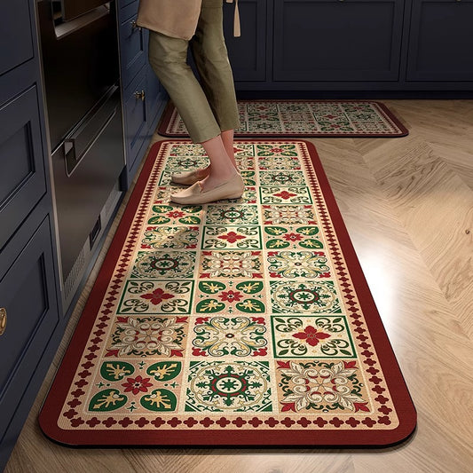 💥【Kupte 1 a dostanete 1 zdarma】【40*60+40*120cm】Kuchyňský a koupelnový protiskluzový koberec absorbuje vodu a rychle schne