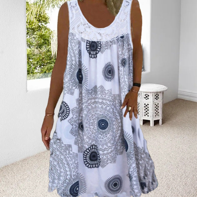 🌈🌴【Kup 1 a 1 zdarma🔥】【S-5XL】💋👗 Volné šaty bez rukávů s ramínky Volné šaty s potiskem pro větší velikosti, 9 barev