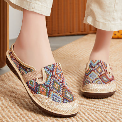 💖【35-41】Dámské pantofle s měkkou podrážkou z vyšívaného lnu