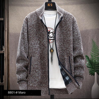 👔【L-4XL】Új őszi és téli darabok bársony kötött kardigánnal és vastag, hozzá illő kabáttal