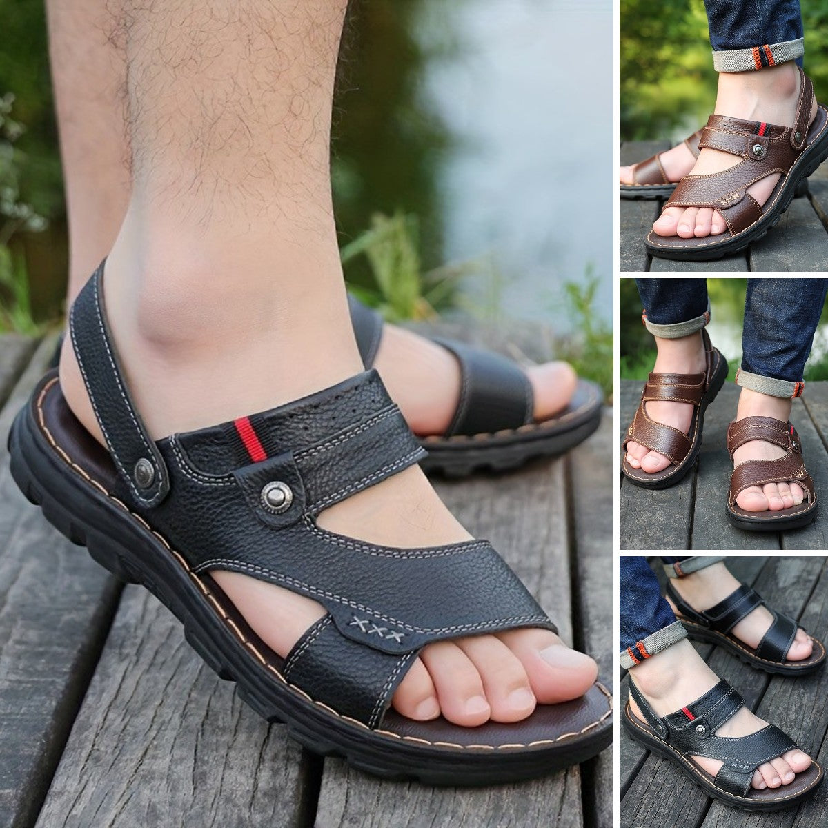 🌴👞【Sleva 50 % 🔥】【38–44】Letní pánské sandály z pravé kůže s dvojím způsobem nošení