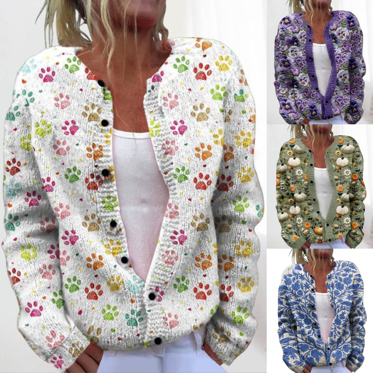 🌸【M-4XL】Teplý a pohodlný, ideální na podzim, Nový, módní a pohodlný dámský kardigan -4159056