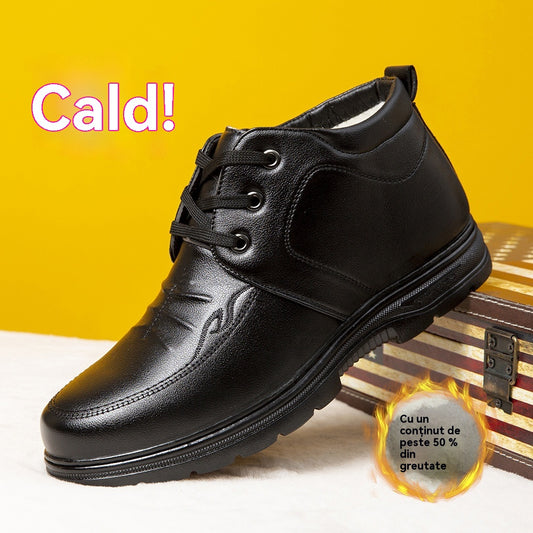 👞Descuento -47%🔥【39-44】2025 nuevos zapatos de hombre de piel y algodón, caña alta, más terciopelo