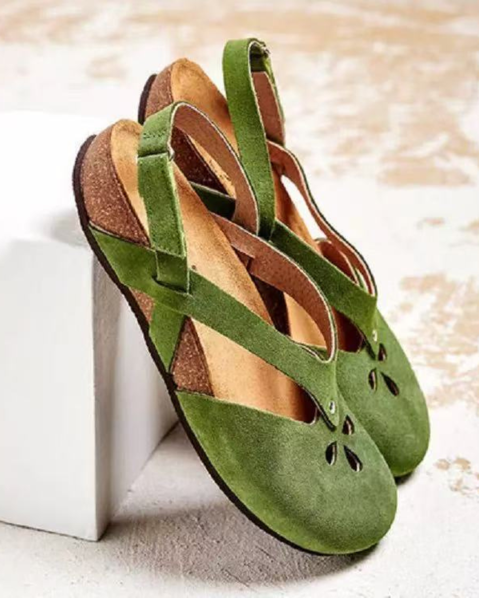 ✨✨【Ograničena ponuda】【35–44】Ženske kožne ležerne sandale 2025 ✅ Okrugli vrh ✅ Plaćanje pouzećem