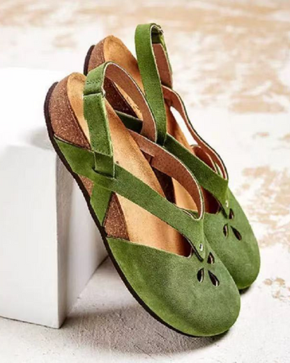 ✨✨【Ograničena ponuda】【35–44】Ženske kožne ležerne sandale 2025 ✅ Okrugli vrh ✅ Plaćanje pouzećem