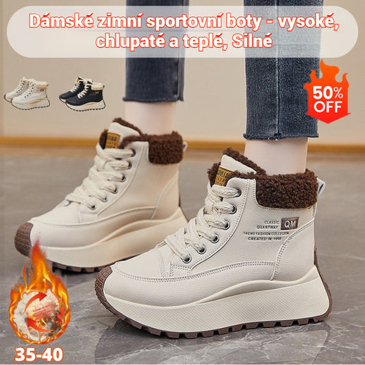 🔥[35-40]🥰Dámské zimní sportovní boty – vysoké, zateplené a hřejivé, s tlustou protiskluzovou podrážkou