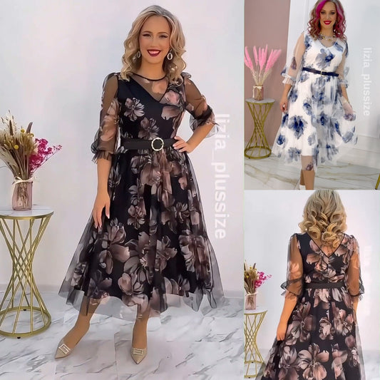 🌸💥【Časově omezená sleva】【S-5XL】Nové elegantní šaty s potiskem