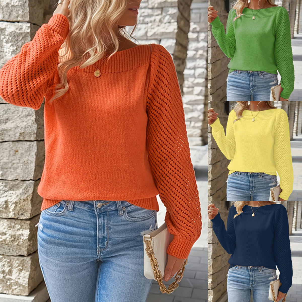 ✨🔥【XS-2XL】Nový jednobarevný svetr/pletenina s dlouhým rukávem