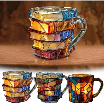 ☕【-50% kedvezmény 🔥】📚3D festett könyv alakú kávésbögr
