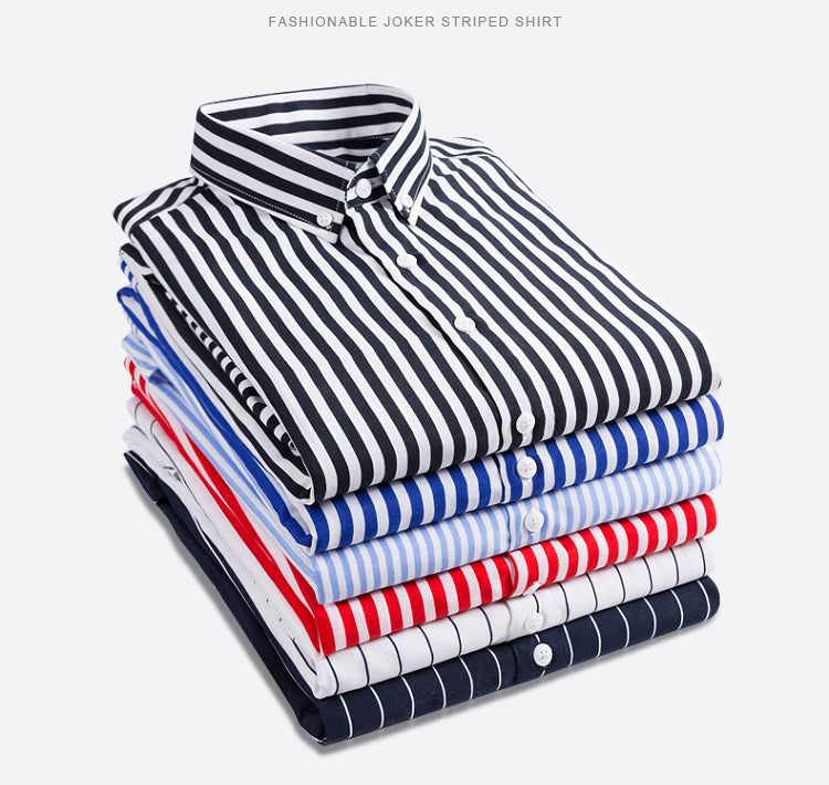 👔【M-5XL】Pánská neformální obchodní košile s pruhy s dlouhým rukávem