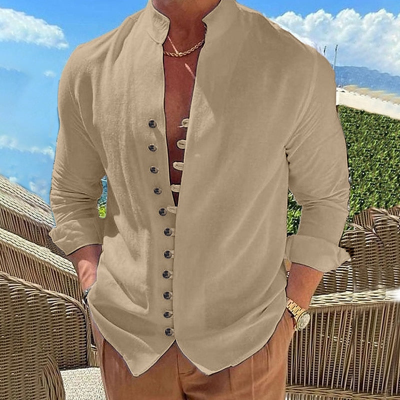 🌈👔【50% zniżki 🔥】【S-3XL】😍Nowa kolekcja 2025, męska koszula bawełniano-lniana w dużym rozmiarze, luźna koszula z długim rękawem 