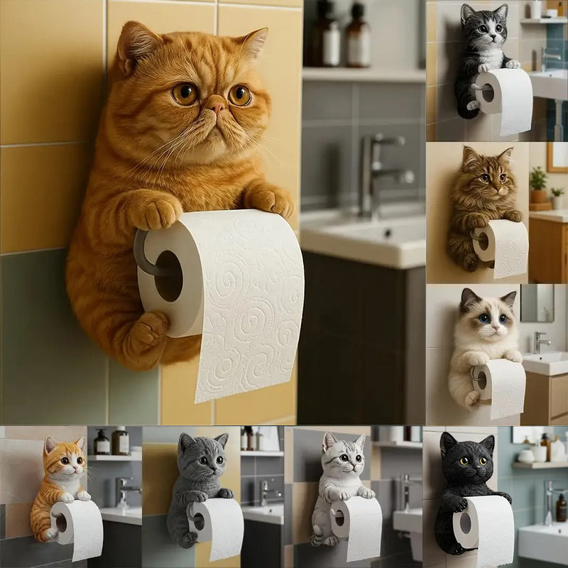 🐱【Az év forró kiárusítása】💥Aranyos macskás WC-papír tartó✨📦Ingyenes szállítás – raktáron