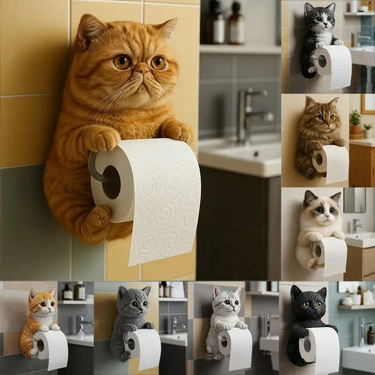 🐱【Az év forró kiárusítása】💥Aranyos macskás WC-papír tartó✨📦Ingyenes szállítás – raktáron