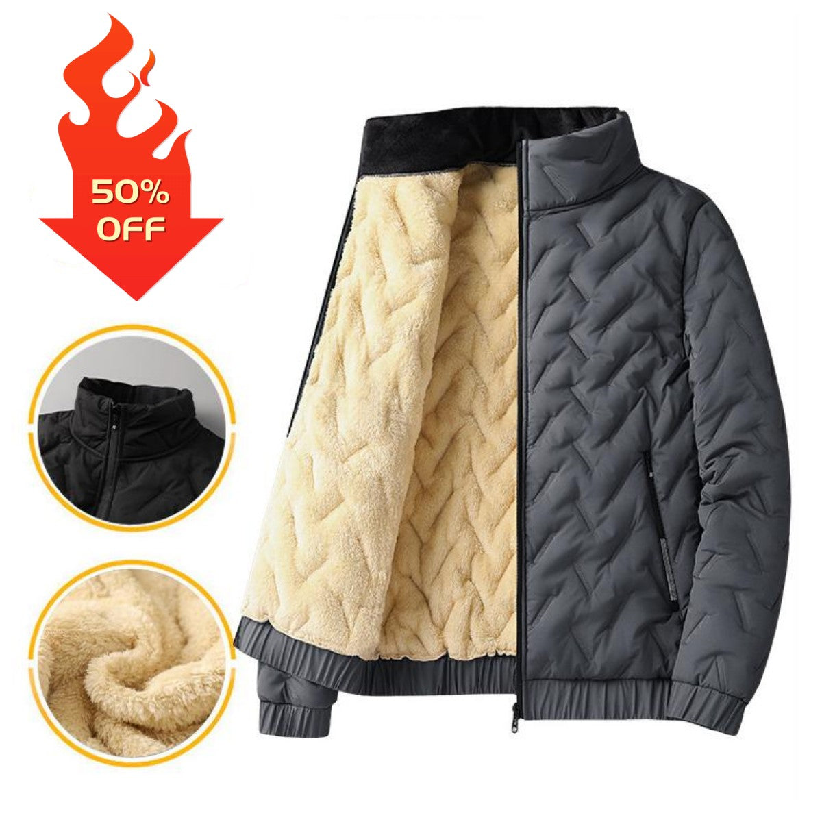 🔥 Отстъпка -47% 🔥【M-4XL】Мъжко зимно яке от кадифе и памук с допълнителен обем