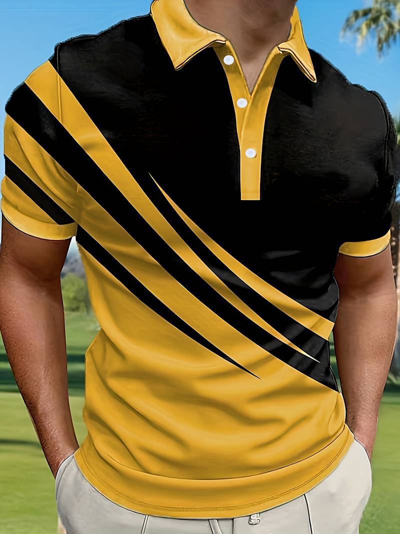 💥👔【Vásárolj 1-et, kapj 1-et ingyen🔥】【S–6XL】😍 Nagyméretű férfi nyári új 3D nyomott csíkos POLO póló