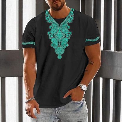 🎯👔【Kup 1 a získej 1 zdarma 💥】【M–6XL】👕 Letní pánské tričko v etnickém stylu, ve větších velikostech, dostupné ve 12 barvách