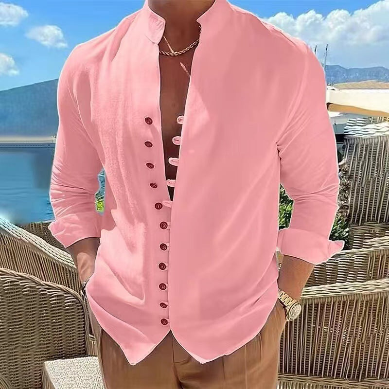 🌈👔【50% zniżki 🔥】【S-3XL】😍Nowa kolekcja 2025, męska koszula bawełniano-lniana w dużym rozmiarze, luźna koszula z długim rękawem 