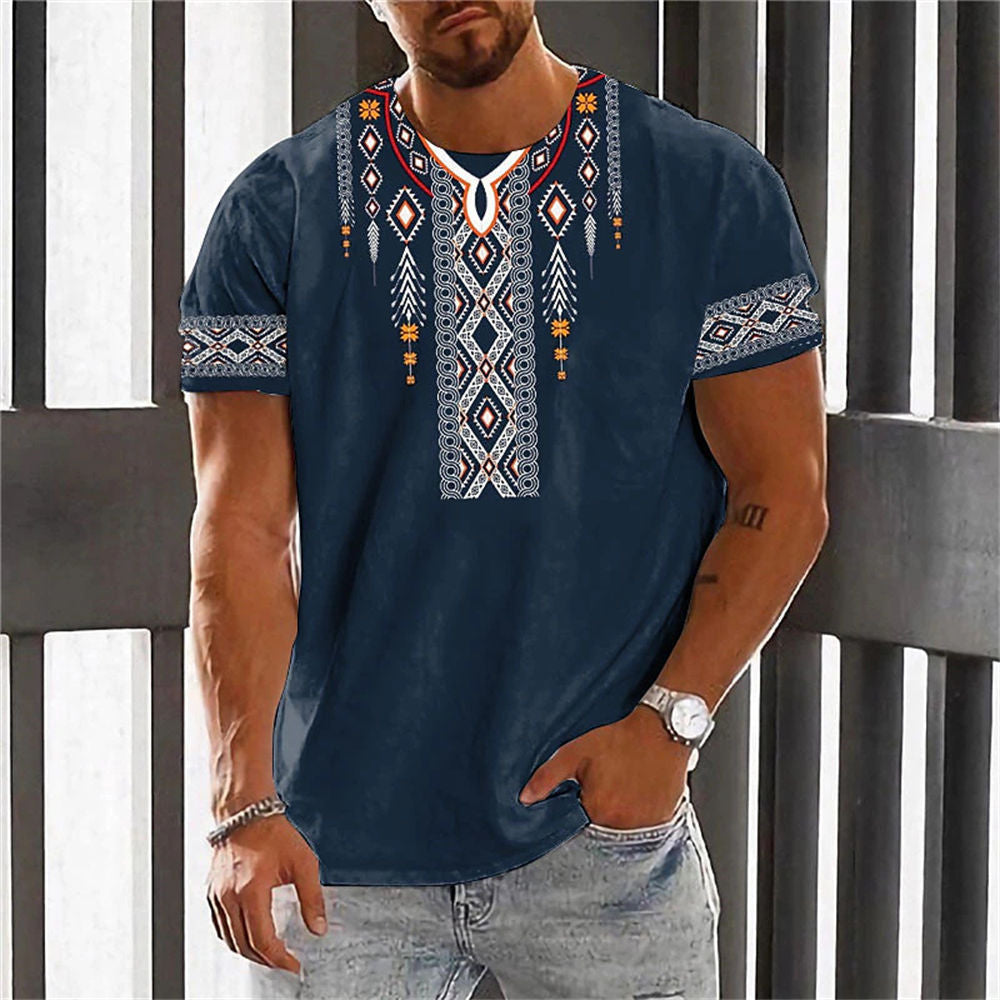 🎯👔【Kup 1 a získej 1 zdarma 💥】【M–6XL】👕 Letní pánské tričko v etnickém stylu, ve větších velikostech, dostupné ve 12 barvách