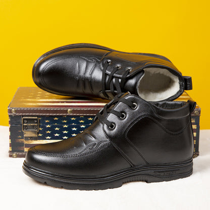 👞Descuento -47%🔥【39-44】2025 nuevos zapatos de hombre de piel y algodón, caña alta, más terciopelo