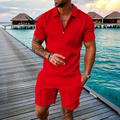 😎 50% de descuento🔥【Camiseta + Pantalones】 (40-130 kg) Conjunto de polo con cremallera y estampado 3D para hombre ✅️Pago contra entrega ✅️2 artículos con un 70% de descuento
