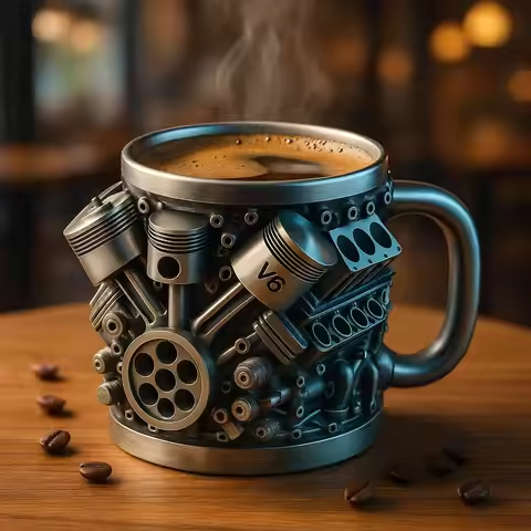 🎁☕【Vásároljon 1-et, kapjon 1-et ingyen】Kreatív V6/V8 motoros rozsdamentes acél kávés bögre