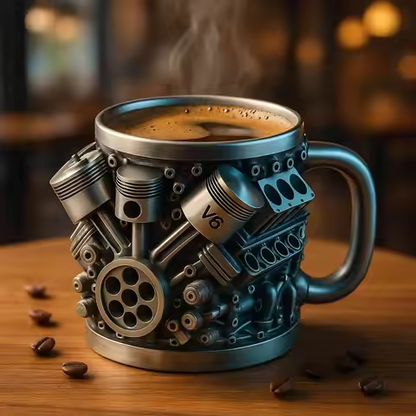 🎁☕【Vásároljon 1-et, kapjon 1-et ingyen】Kreatív V6/V8 motoros rozsdamentes acél kávés bögre
