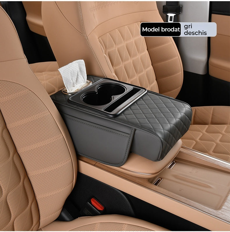 🚗📦【Kup 1, získej 1 zdarma 🔥】Multifunkční kožená auto loketní opěrka s boxem na ubrousky