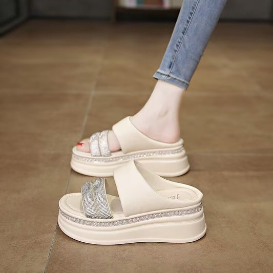 🔥【Časově omezená sleva】🔥【35-40】💎Nové sandály s tlustou podrážkou a kamínky, léto 2025 -3988665