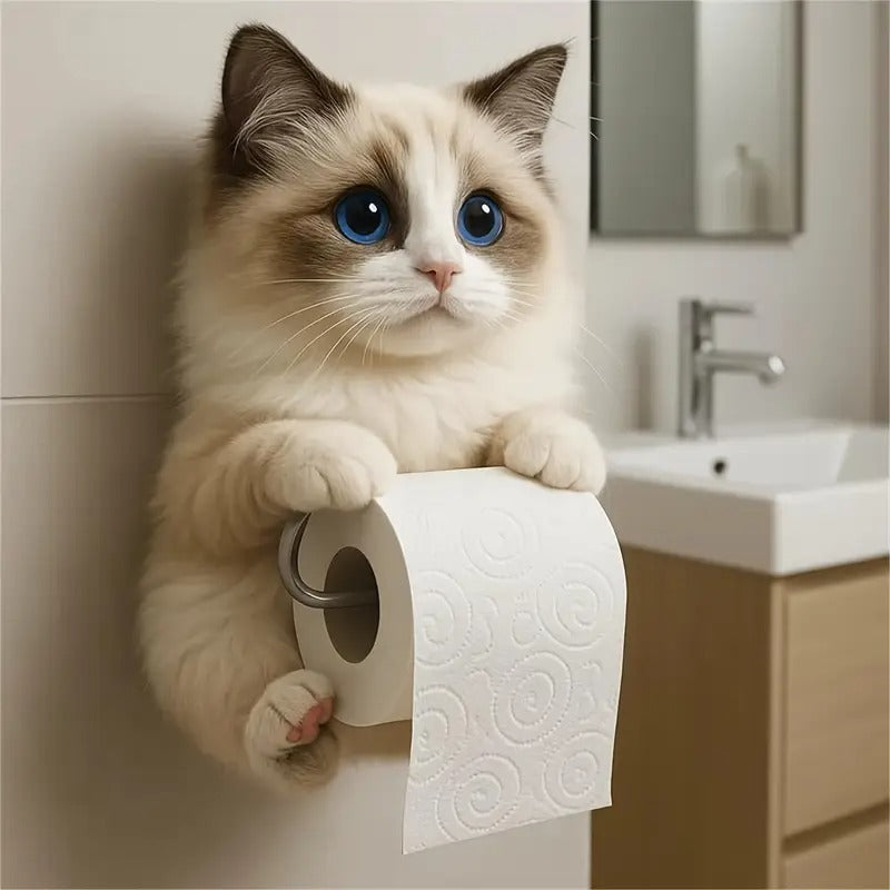 🐱【Az év forró kiárusítása】💥Aranyos macskás WC-papír tartó✨📦Ingyenes szállítás – raktáron