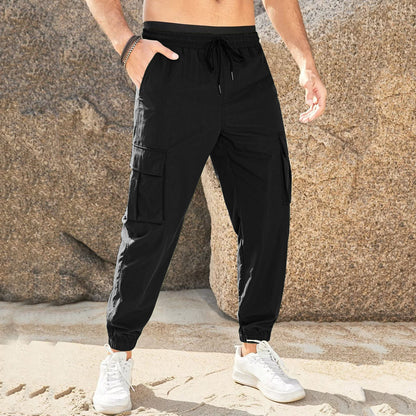 🌄👖【Sleva 50 % 🔥】【S–3XL】Pánské volnočasové pracovní kalhoty odolné proti opotřebení, ve větších velikostech, s elastickým pasem a šňůrkou