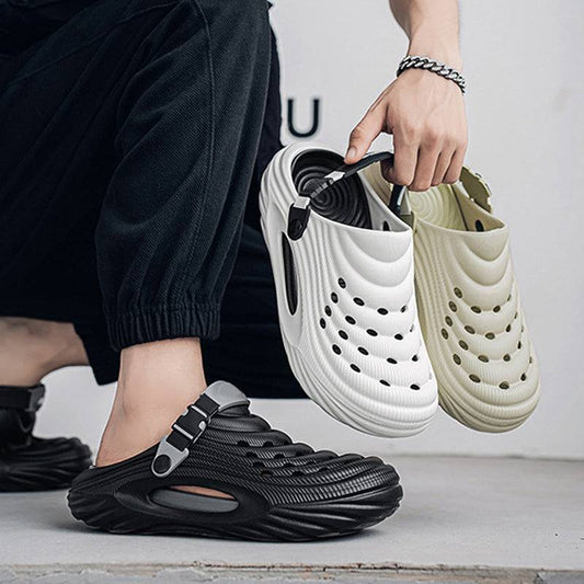 🏖️👟【Novinka – Sleva 50 % 💥】【36–45】Letní pánské nazouváky s otvory, s měkkou a prodyšnou podrážkou, nositelné dvěma způsoby