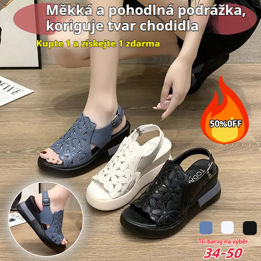 🔥【SLEVA 45 %】【Kupte 1, dostanete 1 zdarma】👡【35-42】 Nové letní dámské korekční sandály v retro stylu z roku 2025, měkká podrážka, bez unavených nohou při chůzi