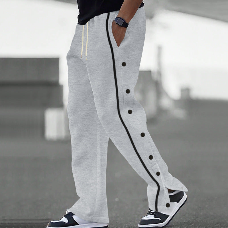 👖🔥Pánské sportovní volnočasové kalhoty s knoflíky, nové podzim 2025, rovné kalhoty se šňůrkou