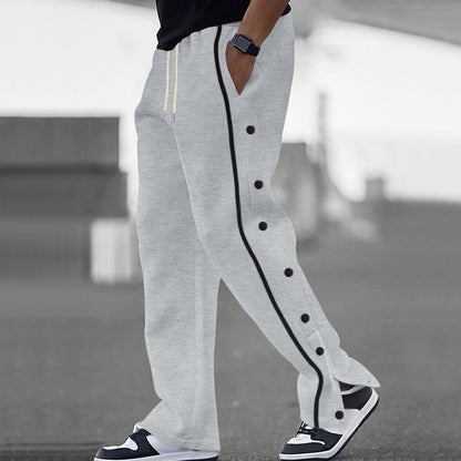👖🔥Pánské sportovní volnočasové kalhoty s knoflíky, nové podzim 2025, rovné kalhoty se šňůrkou