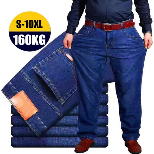 👖😎【50% kedvezmény 🔥】【S–10XL】😍 Nagyméretű, rugalmas férfi farmer, laza, bő szárú, egyenes szabású nadrág, akár 160 kg feletti férfiaknak is