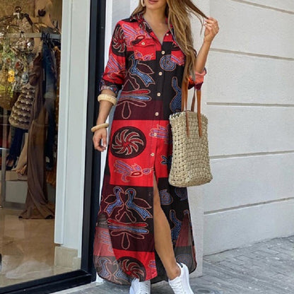 💃💖【Reducere 50% 🔥】【S–5XL】😍 Nouă rochie-cămașă cu mânecă lungă, mărimi mari, stil modern, disponibilă în 11 culori