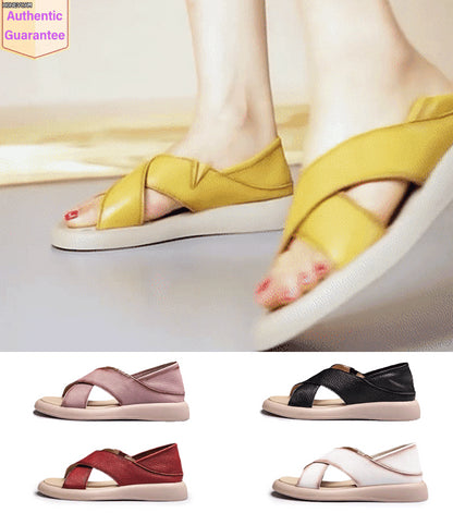 💖👡【🔥55% sleva】【35-42】Ploché římské sandály z pravé kůže, pohodlné a ležérní