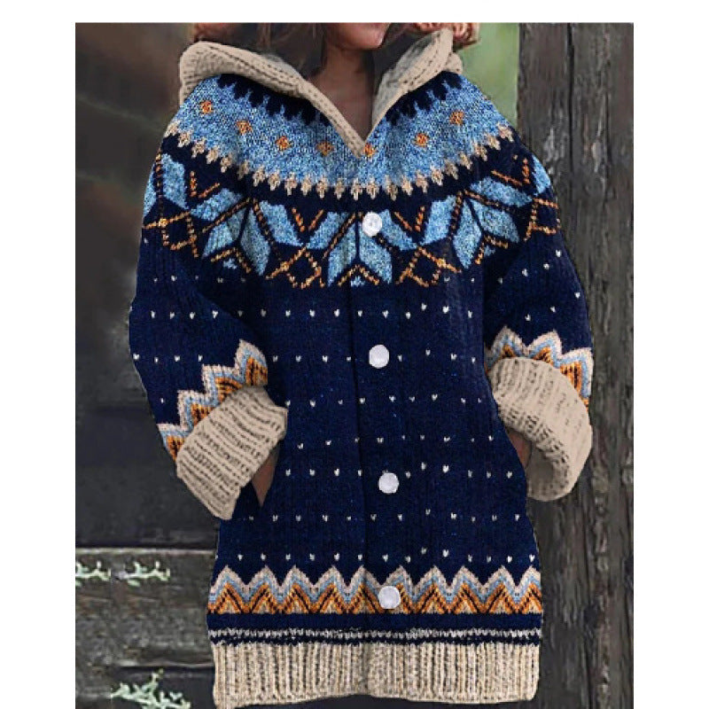 🔥🔥【S~5XL】✨Nová barevná pletená bunda s kapucí na podzim/zimu 2025