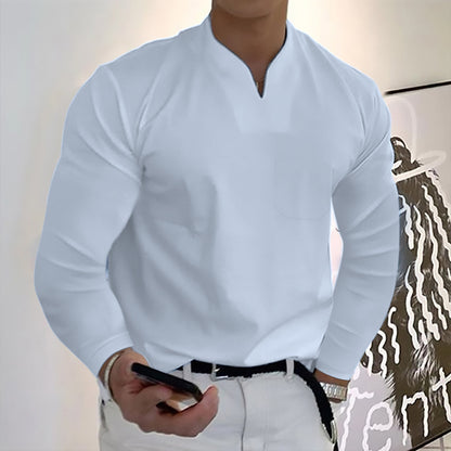 👔🔥🔥【S-5XL】Pánské bavlněné sportovní tričko s dlouhým rukávem a výstřihem do V