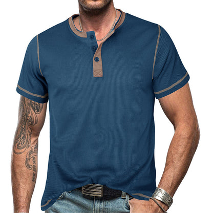 👕【50% sleva 🔥】【S–3XL】🌈 Letní pánská vintage košile s knoflíky, krátký rukáv, ve větších velikostech, s kontrastními barvami, dostupná v 10 barvách