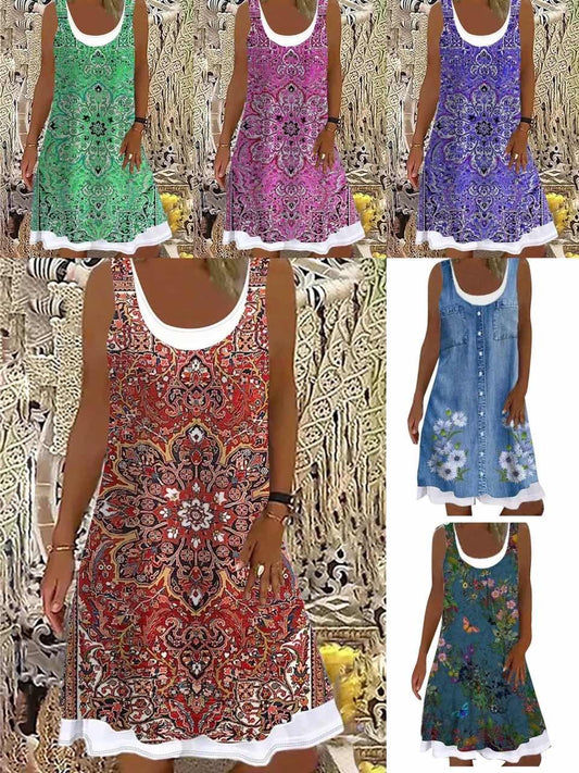 👗💖 【S-5XL】Nové dámské šaty velké velikosti s retro potiskem z roku 2025