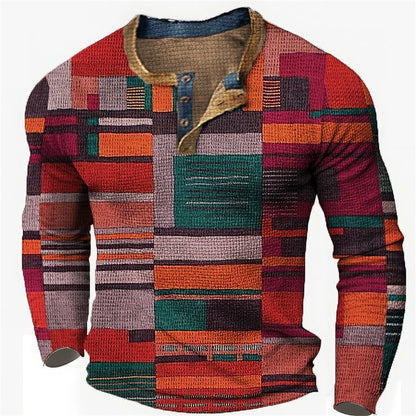 👔【-50% kedvezmény 🔥🔥】Új kollekciós férfi mintás ing, hosszú ujjú, laza Henley stílus, több színben elérhető