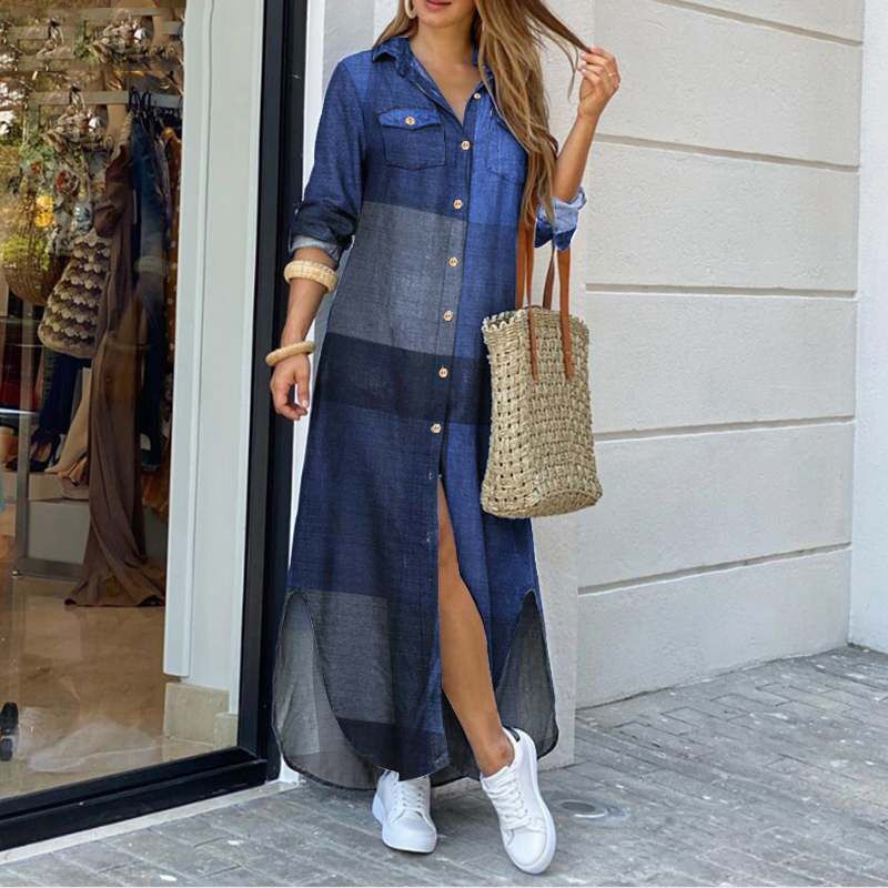 💃💖【Reducere 50% 🔥】【S–5XL】😍 Nouă rochie-cămașă cu mânecă lungă, mărimi mari, stil modern, disponibilă în 11 culori