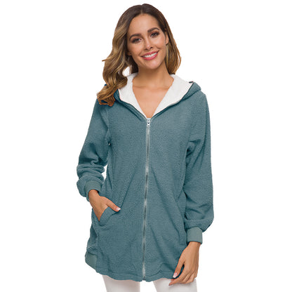 🐏🔥 Kedvezmény -39% 🔥【S-5XL】Női Sherpa kabát kapucnival és cipzárral