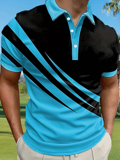 💥👔【Vásárolj 1-et, kapj 1-et ingyen🔥】【S–6XL】😍 Nagyméretű férfi nyári új 3D nyomott csíkos POLO póló