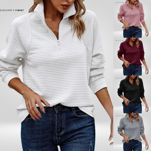 🔥🔥【S-3XL】😍Dámská jednobarevná mikina se zipem a límcem na podzim a zimu