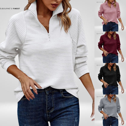 🔥🔥【S-3XL】😍Ženska jednobojna majica s patentnim zatvaračem i ovratnikom za jesen i zimu