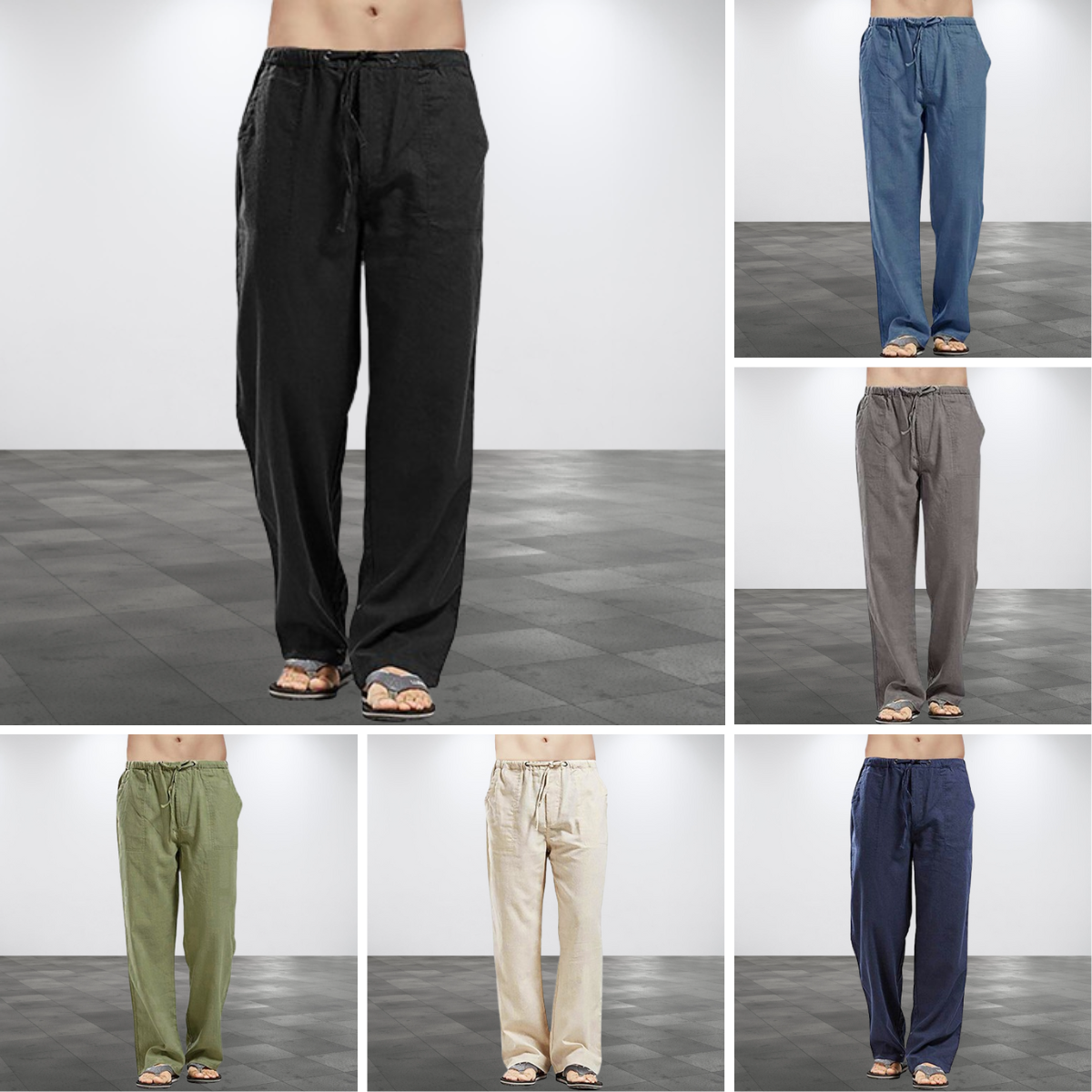 💥😎【50% kedvezmény 🔥】【S–5XL】🌈 Nagyméretű férfi szabadidőnadrág pamutból és lenből, 12 színben