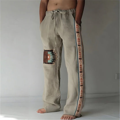 ✨👖【10 színben🌈】【S–6XL】😍 Laza, bő szabású boho stílusú férfi pamut-lenvászon nyári nadrág nagy méretekben
