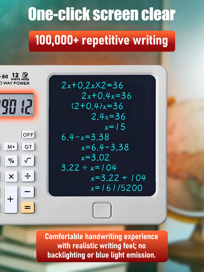 ✨ ✨Stolní kalkulačka s podložkou pro psaní, multifunkční podložka pro kancelářské použití v účetnictví a financích, chytrý počítač